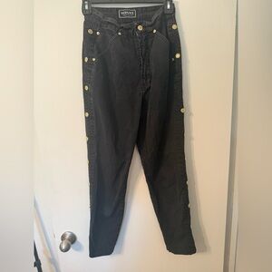 Versace Jeans Couture Black Pants with Gold Buttons down the sides.